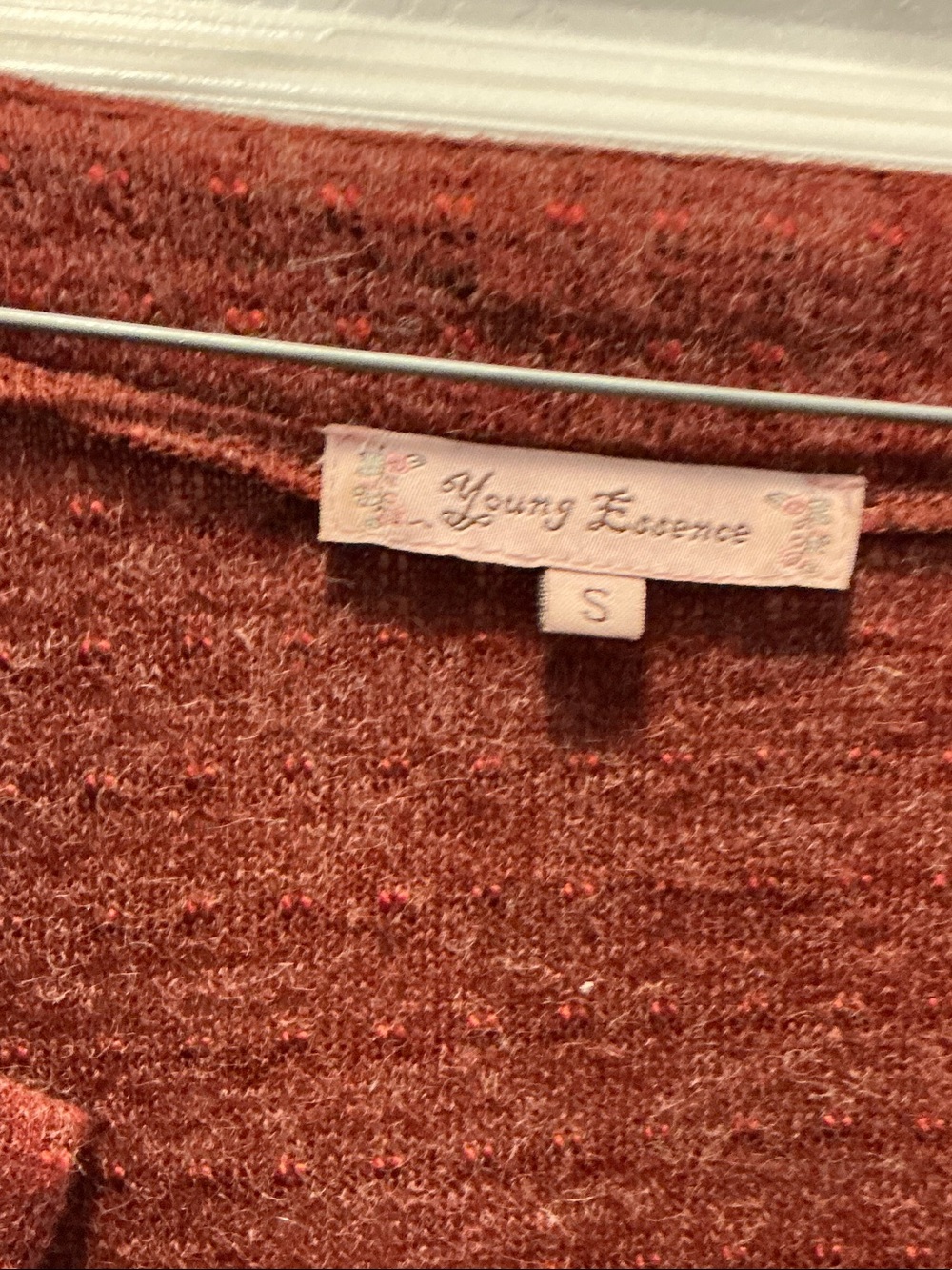 Button-Front Rust Textured Women's Cardigan - Picture 3 of 3